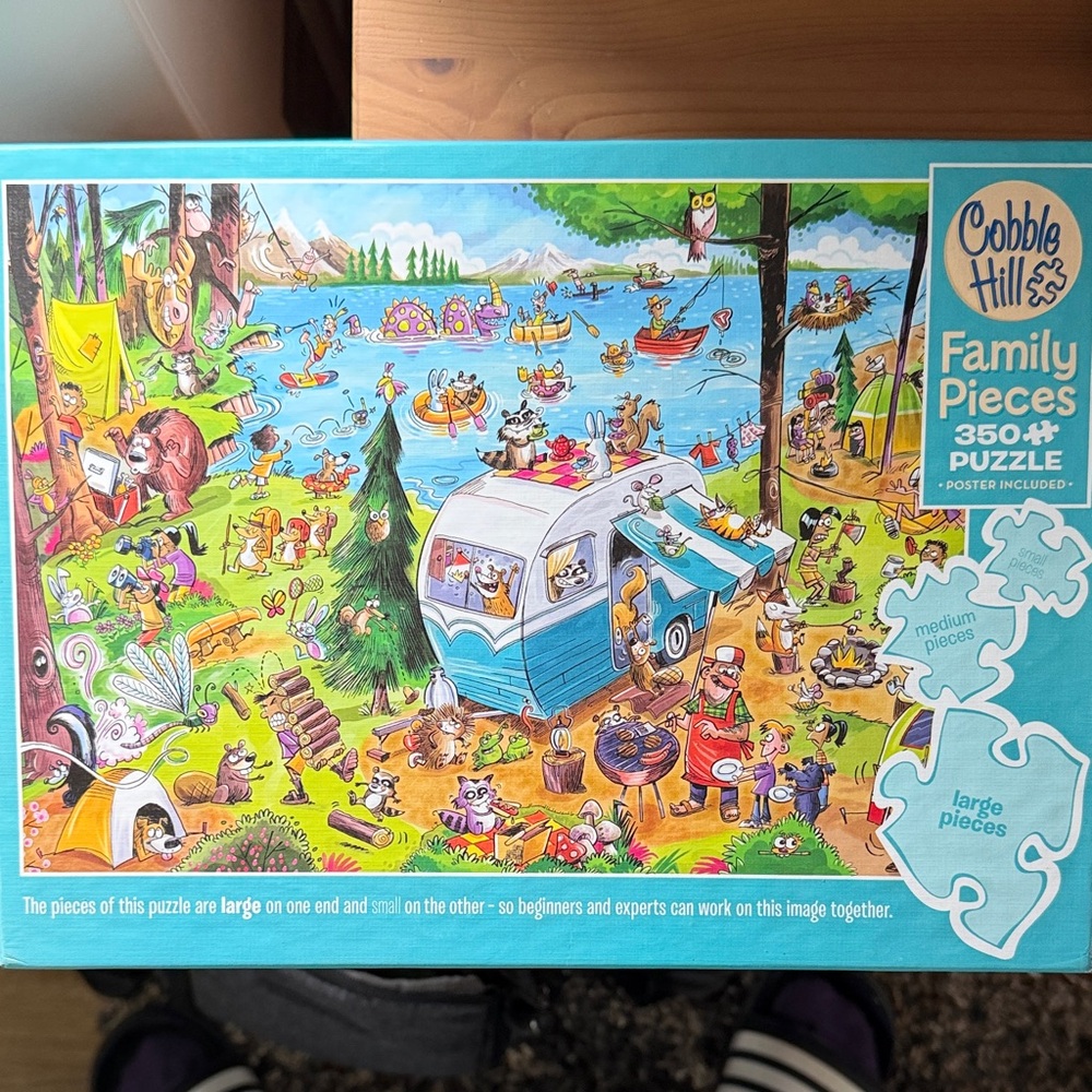 Cobble Hill Family Pieces 350+ Puzzle - Bright Blue & Multi